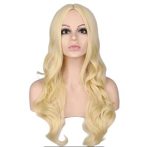 Barbie or M3gan Halloween Costume Wig Blonde Wavy Curly 24”